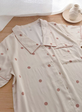 清仓捡漏法式睡衣女夏季棉绸贡缎波点春秋长袖家居服人棉短袖睡裙