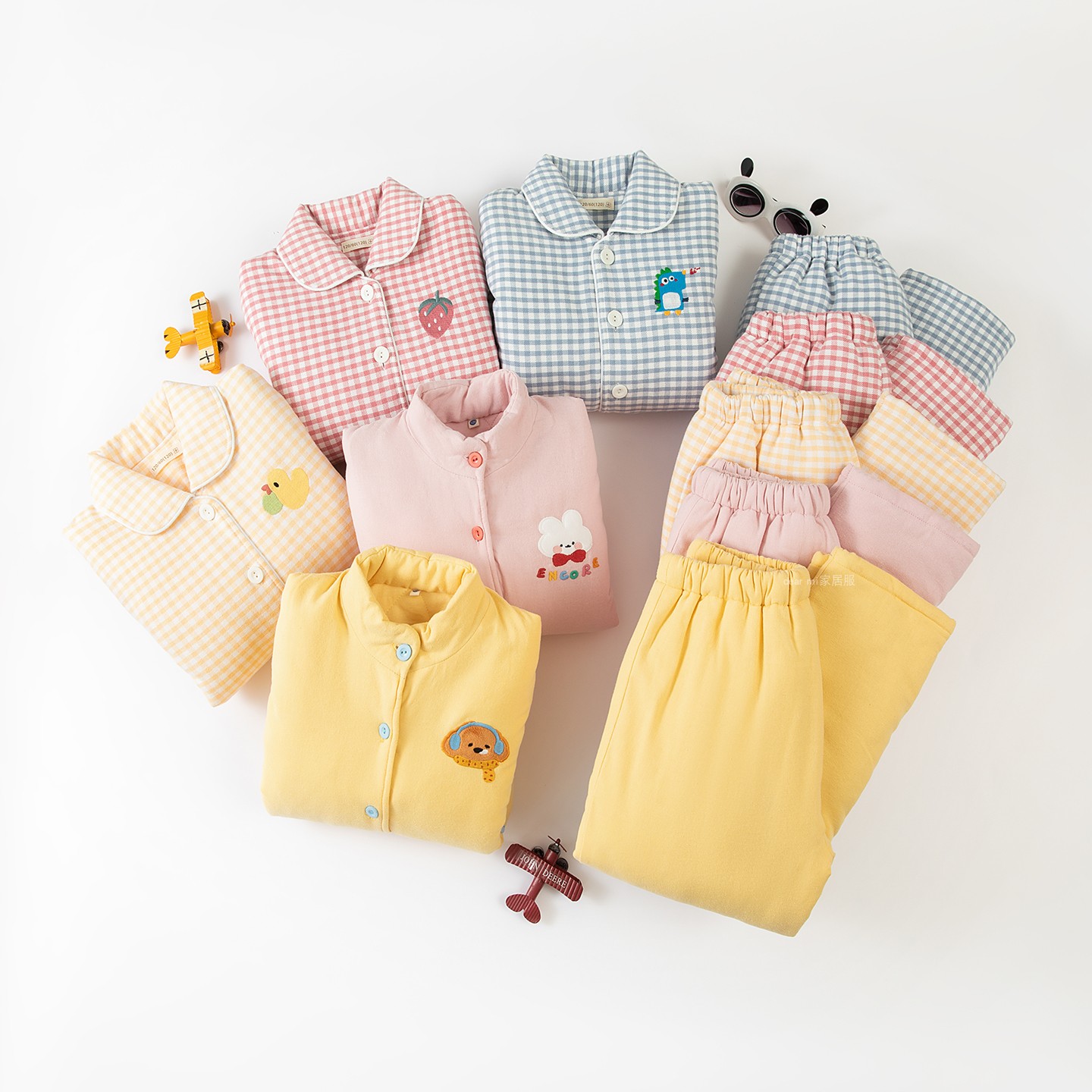 可爱动物睡衣儿童冬季纯棉磨毛绒布加厚保暖夹棉袄男童女童家居服