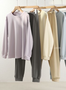 糯叽叽奶油慕斯睡衣女秋冬磨毛保暖发热德绒纯色男外穿情侣家居服