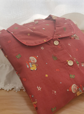 红色睡衣女春秋季纯棉纱布新款长袖长裤本命年新年结婚全棉家居服