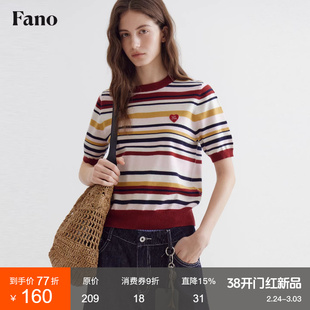 2.24上新 “春日活力感穿搭 俏皮莓果配色”爱心logo条纹针织短袖