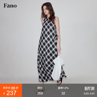 宽松显瘦懒人穿搭裙子 连衣裙女2026夏新款 范洛Fano 格纹圆领无袖