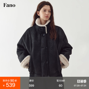 范洛Fano 寬松溫暖皮草 新款 小眾設(shè)計(jì)感皮毛一體外套女2025冬季