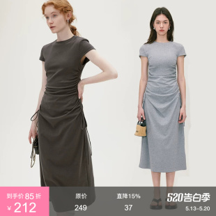 T恤连衣裙女法式 抽绳收腰显瘦设计感小众裙子 短袖 范洛2026夏新款