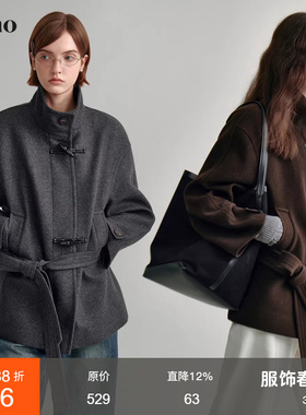 范洛Fano 复古牛角扣毛呢外套女2025冬季小个子短款呢大衣外套