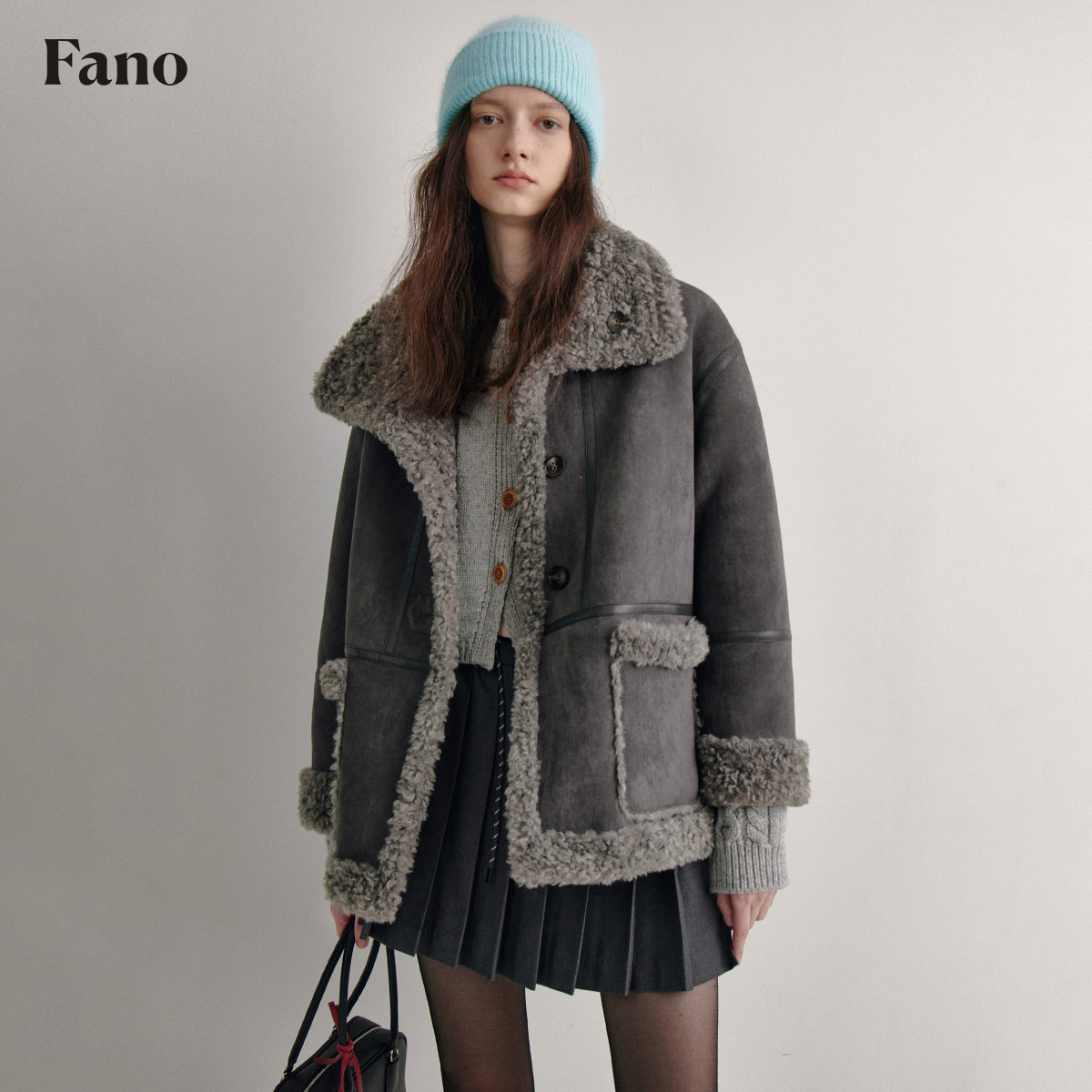 范洛法式复古烟灰色皮毛一体外套女2025冬季新款高级感保暖上衣,女装/女士精品,皮草,淘宝优惠券,粉丝福利购,淘宝优惠卷