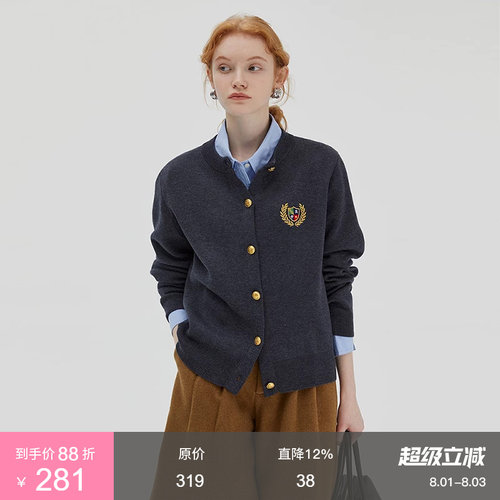 范洛羊毛学院风针织开衫显瘦上衣