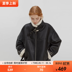 范洛皮毛一体加绒加厚机车服外套