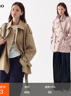 范洛Fano复古经典廓形老钱风肩章可拆卸气质短款风衣外套女小个子