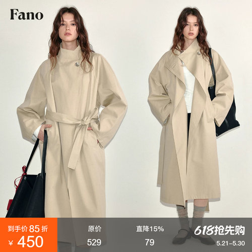 范洛简约慵懒感插肩袖廓形风衣