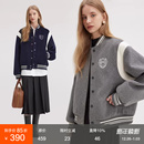 范洛Fano 复古学院风刺绣减龄毛呢料设计感上衣 棒球服外套女春季
