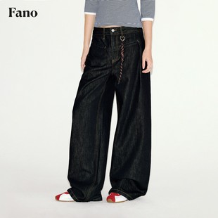 休闲街头风撞色一字袋直筒牛仔裤 范洛Fano 柒柒Moon直播间