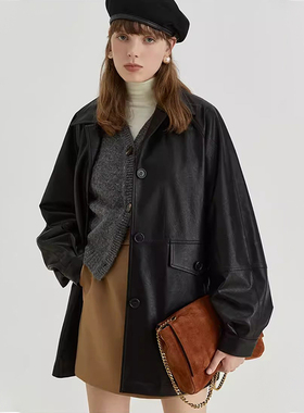 【所有姐姐的衣橱直播间】范洛Fano 复古翻领pu皮衣机车服外套