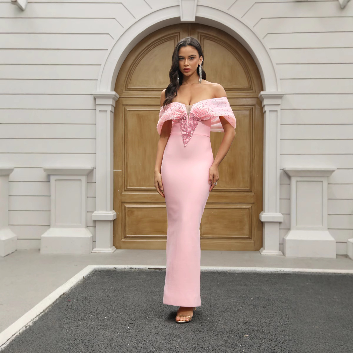 2025欧美跨境派对晚礼服名媛风抹胸绷带连衣裙工厂现货直发连衣裙