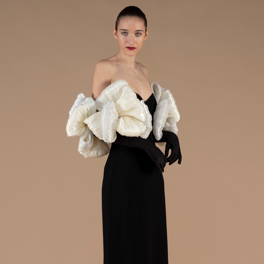 欧美女装名媛风新款包臀绷带连衣裙气质优雅时尚拼接一字肩性礼服