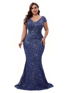 plus size navy sequin mermaid mother of bride gown fishtail