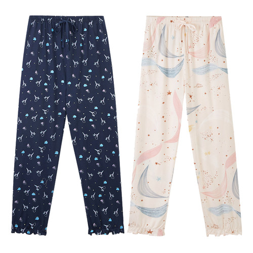 三枪春夏季宽松系带全棉家居裤