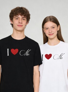 2026BLAUGRUN新款短袖t恤 I love me图案印花磨毛洗水半袖情侣款
