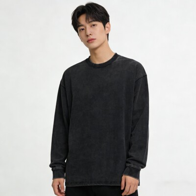 圆领做旧宽松型纯棉高街常规无帽