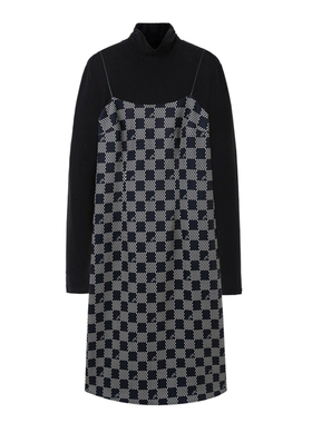 鸟家女装2025秋冬新款时尚格纹两件套气质吊带裙C4445/C-2