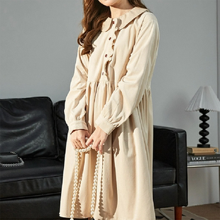 唐系列女装2025春季新款时尚长袖娃娃领连衣裙女装/8-66