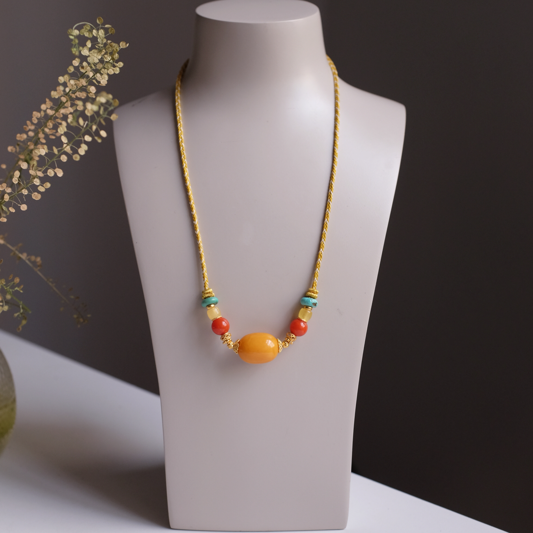 蜜糖     原矿大蜜蜡珠毛衣链