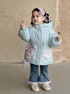 7seven女童25新双面穿美人鱼连帽女宝加厚保暖白鸭绒羽绒服9134