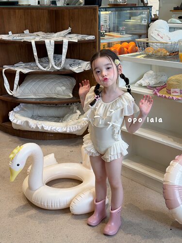 26夏·opolala·女童游泳衣夏儿童网红美背公主连体速干泳衣