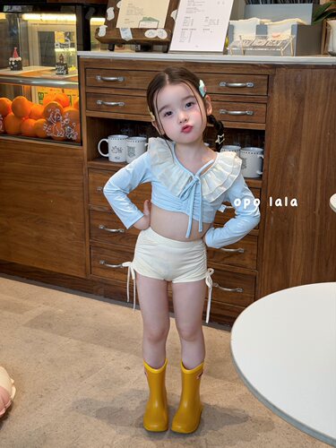 26夏·opolala·女童儿童分体式公主裙度假风蝴蝶结速干游泳衣