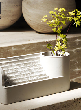 Umbra桌面迷你小喷泉多功能花瓶笔筒水循环系统流水摆件招财加湿