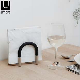 加拿大UMBRA斯库餐巾纸座纸巾架 餐厅桌面金属旋转立式纸巾收纳座