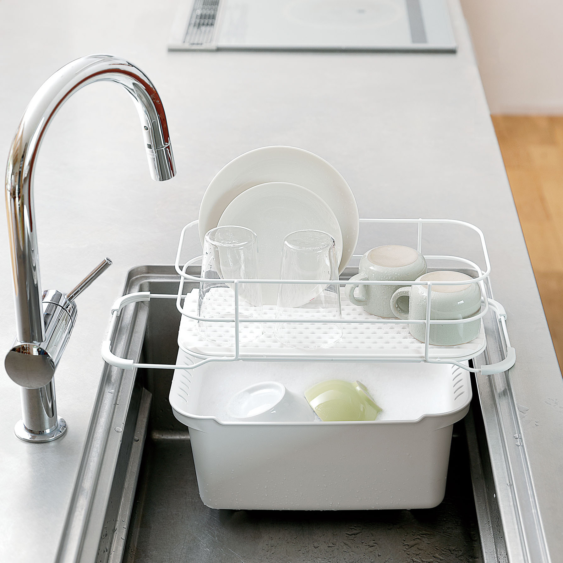 进口 日本Risu水槽沥水架 免安装厨房置物架餐具碗盘杯子收纳架