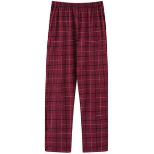 家居裤 100%纯棉结婚喜庆红色本命年休闲全棉长裤 男单件睡裤 春秋季