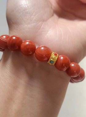 天然南红玛瑙手串女款单圈