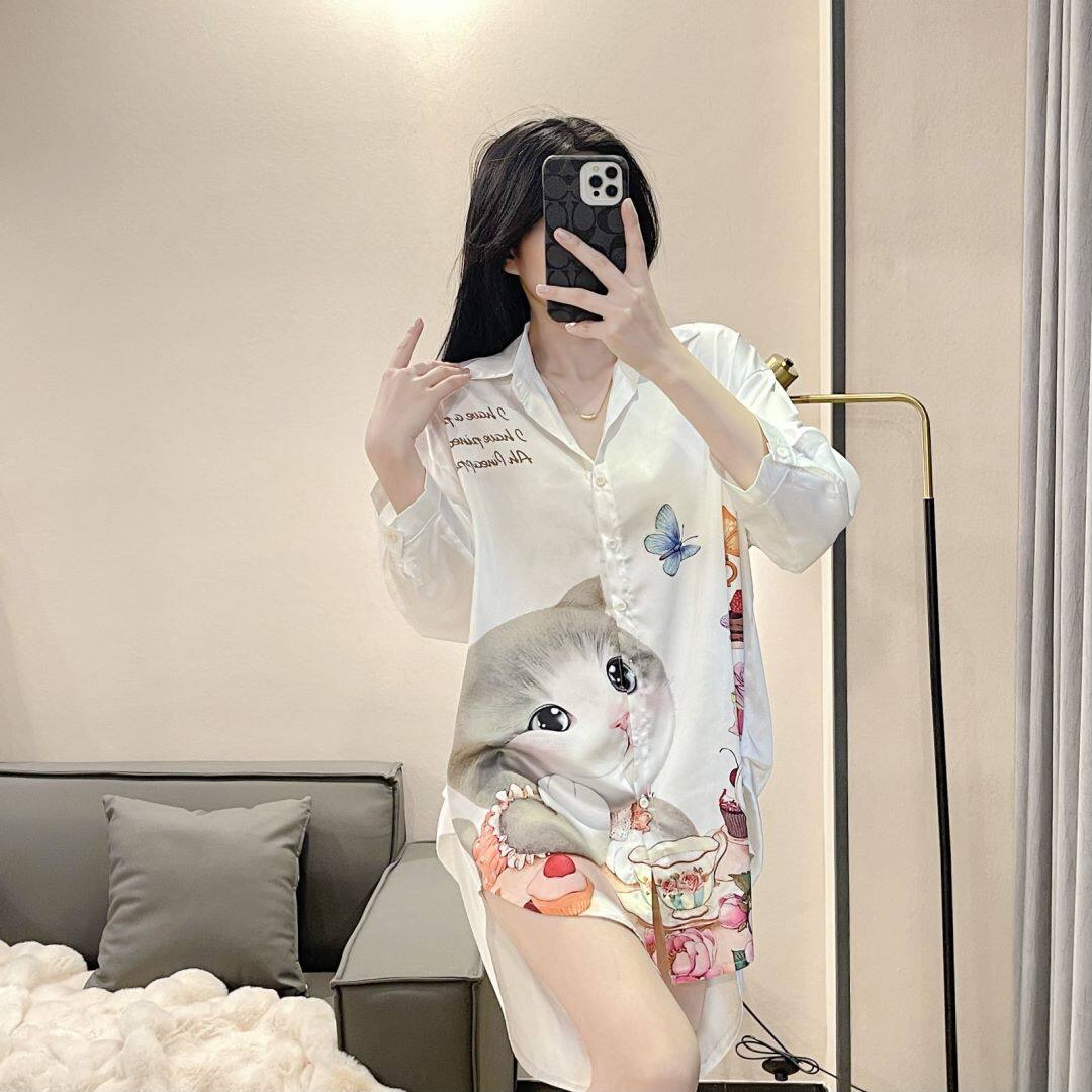 睡衣女夏季2024年新款睡裙高级感性感可爱甜美衬衫睡衣裙