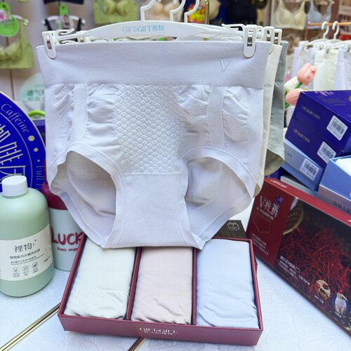 3条装 裡物6052款V瘦裤提臀收腹蜂巢短裤女士无缝中腰高弹内裤