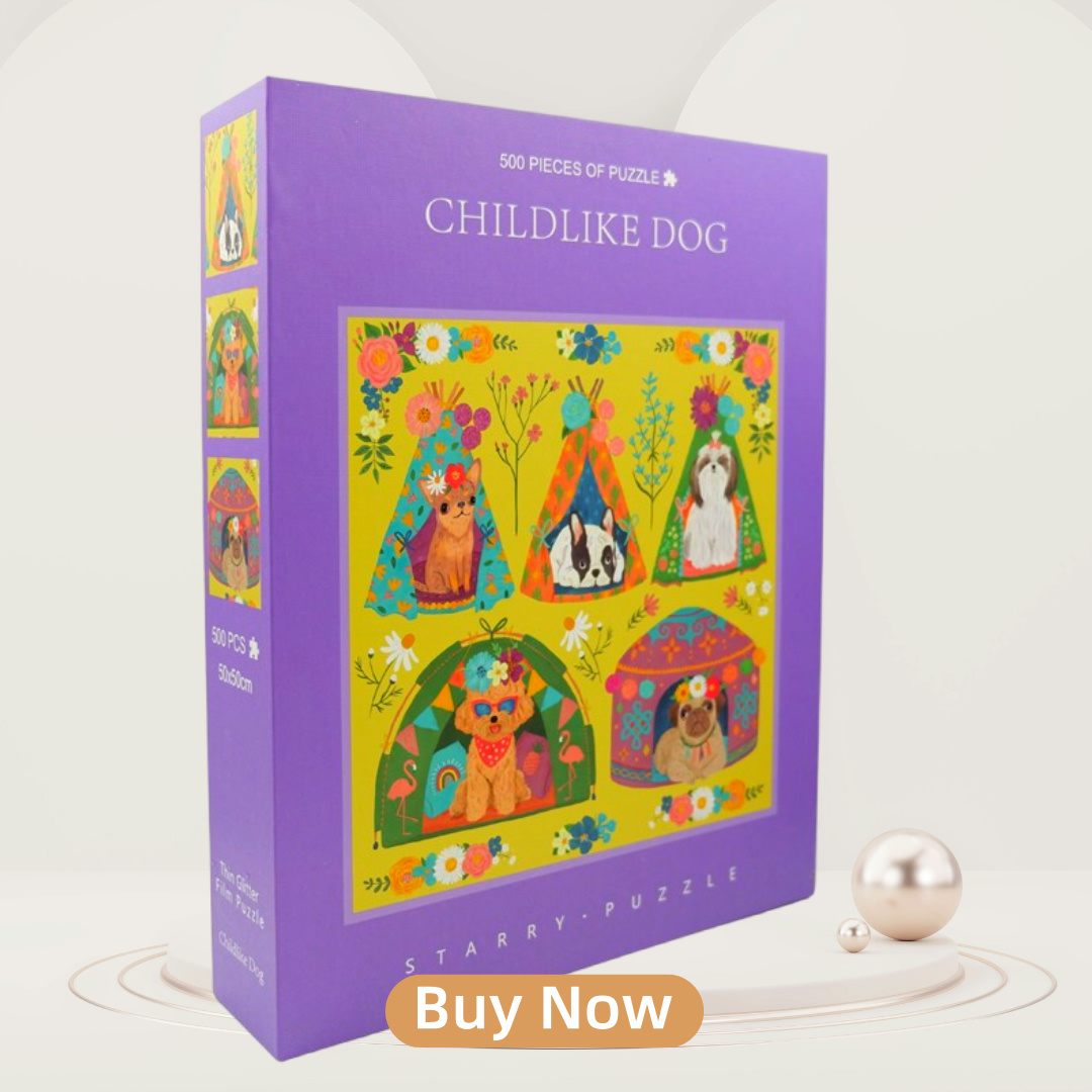 【天真小狗 】丝绒+压纹 进口灰卡500片拼图纸质拼图益智解压礼物