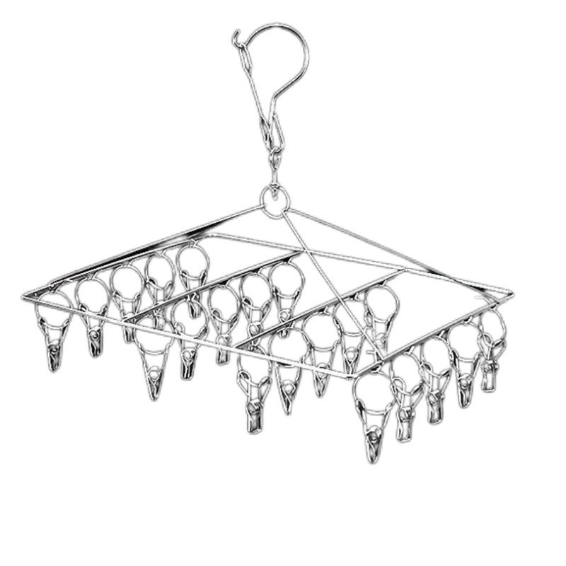 袜架圆盘晾衣架不锈钢晾袜子神器阳台家用衣架多夹子宿舍防风挂钩