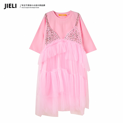 JIE LI/街力设计师高级感夏季潮流显瘦休闲T恤女W1113