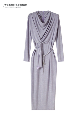 JIE LI/街力设计师高级感夏季中长款显瘦气质连衣裙女W1170