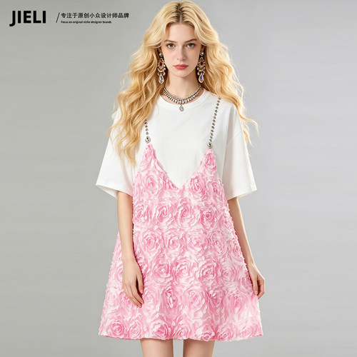 JIE LI/街力设计师高级感休闲显瘦短袖T恤女W2326