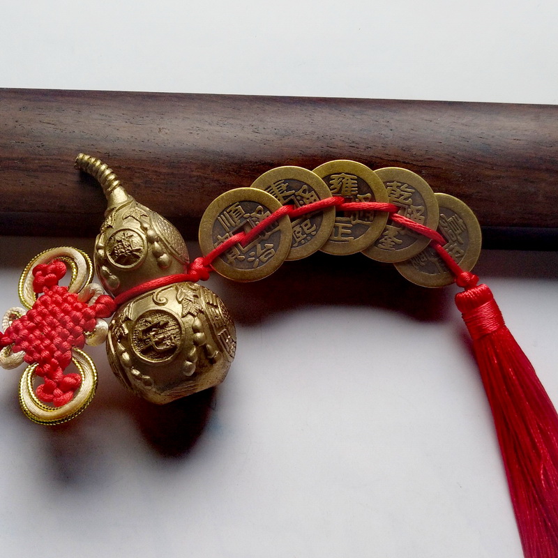 古钱币纯铜 五帝钱 顺治铜钱 康熙雍正乾隆 葫芦家居饰品摆件