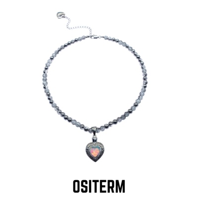 OSITERM限定款欧泊爱心项链男女饰品buling小众高级感幻彩吊坠