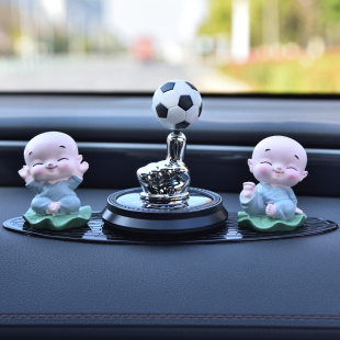 太阳能旋转足球创意汽车摆件车载香薰香水座中控台装 饰品网红车饰