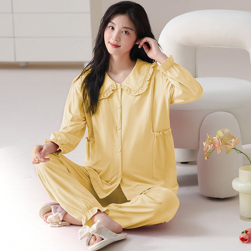 纯棉翻领月子服柔软透气孕妇套装