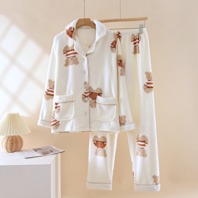 情侣珊瑚绒睡衣男女秋冬加绒加厚