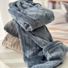 男士珊瑚绒睡裤长裤秋冬加绒厚实宽松休闲法兰绒保暖睡衣裤家居裤