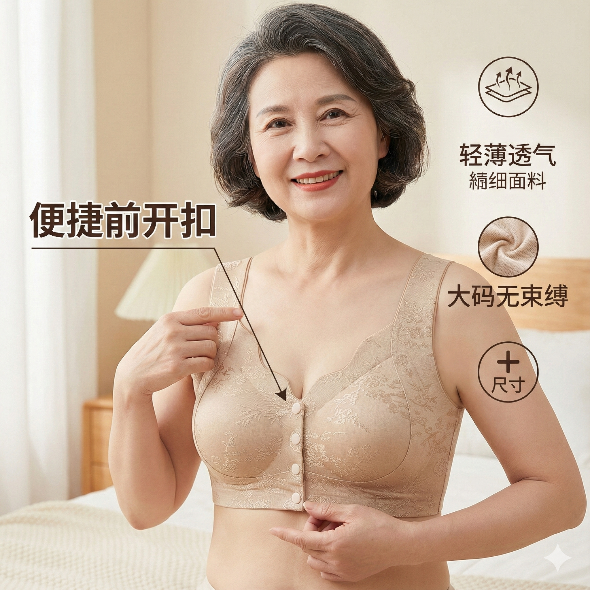 妈妈内衣前扣式中老年文胸聚拢防下垂大码薄款透气无钢圈老人胸罩,女士内衣/男士内衣/家居服,中老年文胸,淘宝优惠券,粉丝福利购,淘宝优惠卷