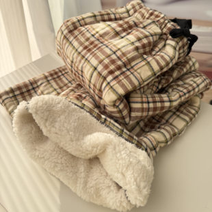 休闲直筒家居裤 加绒珊瑚绒保暖夹棉裤 女冬季 超厚可外穿羊羔绒睡裤