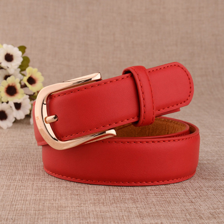 2025新款女士本命年红腰带针扣韩版青年多色绒面真皮皮带潮流裤带